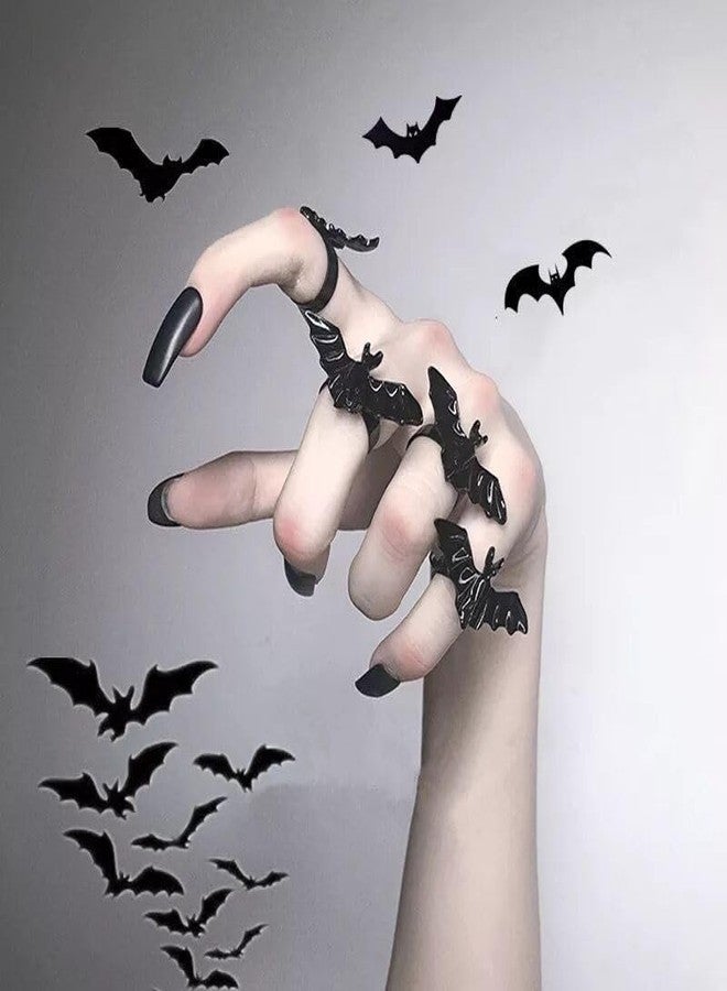 sodknow 2 Pcs Bat Rings for Men Women Adjustable Black Cool Punk Goth Open Bat Wing Rings Cosplay Halloween Jewelry Cosplay Accessories For Teen Son Boyfriend Brother - Image 3